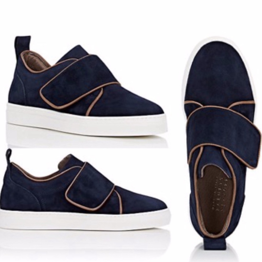 Barney’s New York Navy Blue Suede Sneakers Size 40
